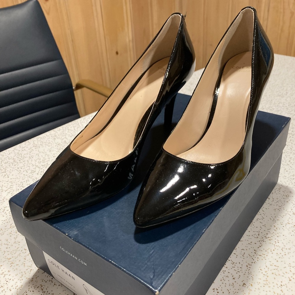 Cole Haan Black Heels with Stiletto and Pointed Toe